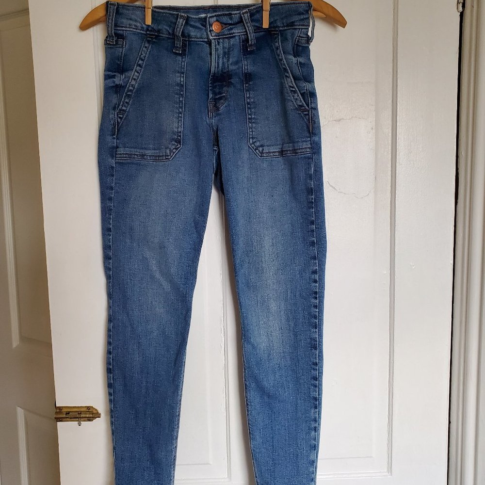 Old Navy Women's 0 Medium Wash Rockstar Super Skinny Ankle Jeans